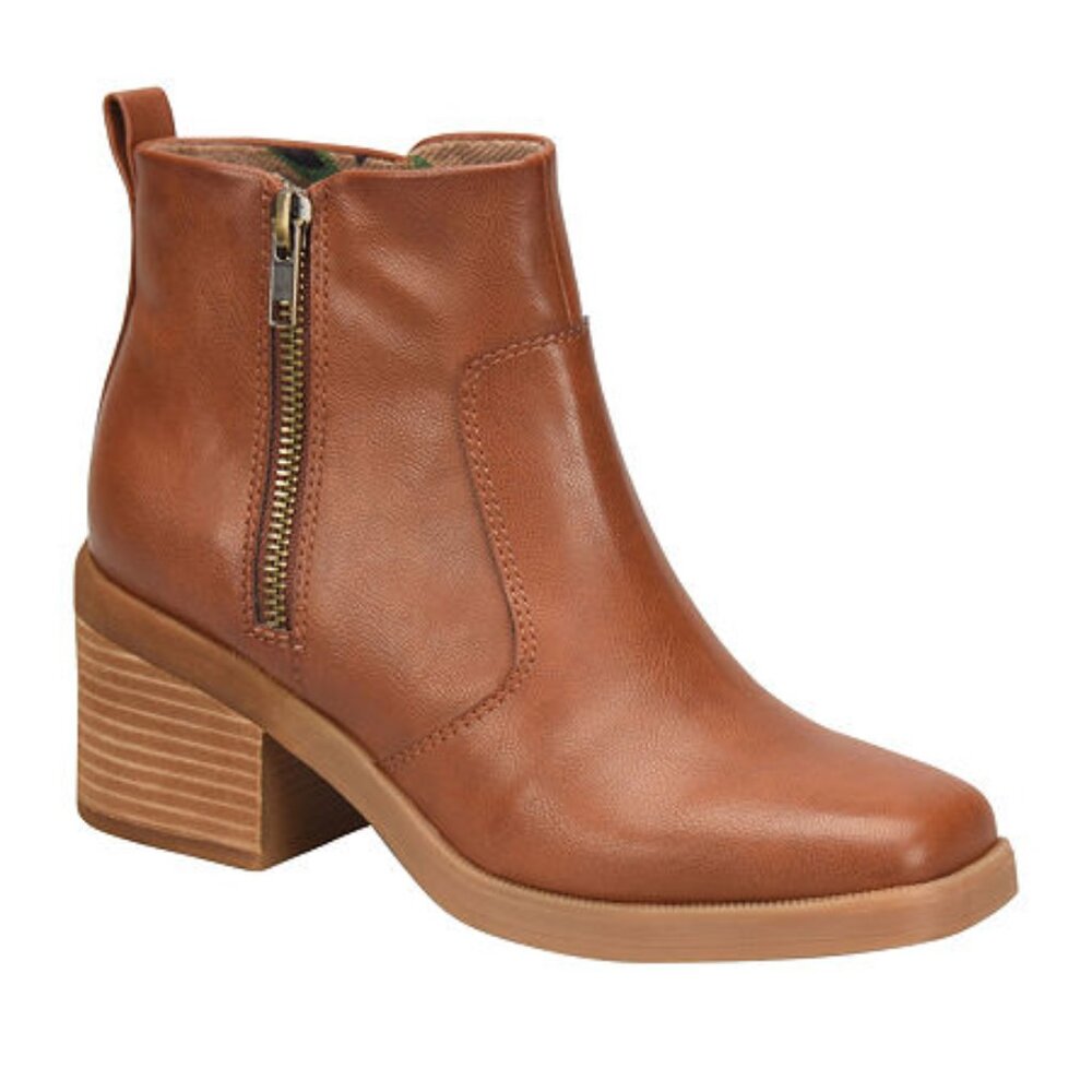 B.O.C. Womens Lexy Faux Leather Square Toe Booties